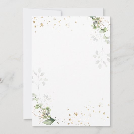 メイキング80良い緑の金ゴールド植物学誕生日 招待状 (裏面)