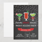 メイキング·スピリッツ·ブライト·チャルクボード·ホリデー·パーティー 招待状 (正面/裏面)