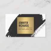 メイクはっきりしたアーティスト向け神経質な黒いブラシストローク 名刺 (正面)