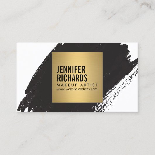 メイクはっきりしたアーティスト向け神経質な黒いブラシストローク 名刺 (正面)