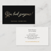 メイクアップおよび美容師金ゴールドスクリプト美しい 名刺 (正面/裏面)