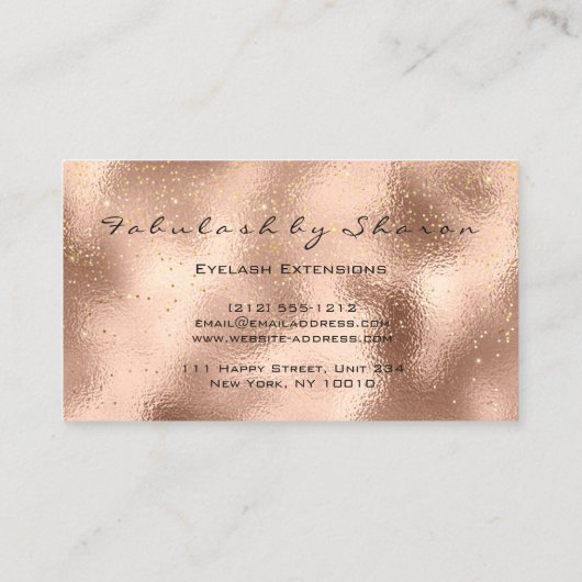 メイクアップで明るく輝く眉毛のグリッター 名刺 (裏面)