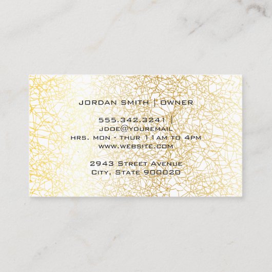 メイクアップとヘアアイコン |金ゴールドテクスチャ背景 名刺 (裏面)