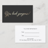 メイクアップとヘアスタイリスト金ゴールドタイポグラフィアポイントメント 予約カード (正面/裏面)