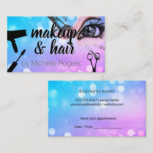 メイクアップとヘアツールのアクセサリー 予約カード (正面/裏面)
