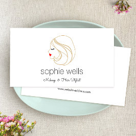 メイクアップとヘアラッシュと唇の少女 名刺