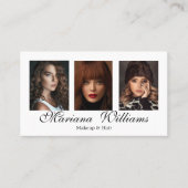 メイクアップとヘア3枚の写真美しいサロン 名刺 (正面)