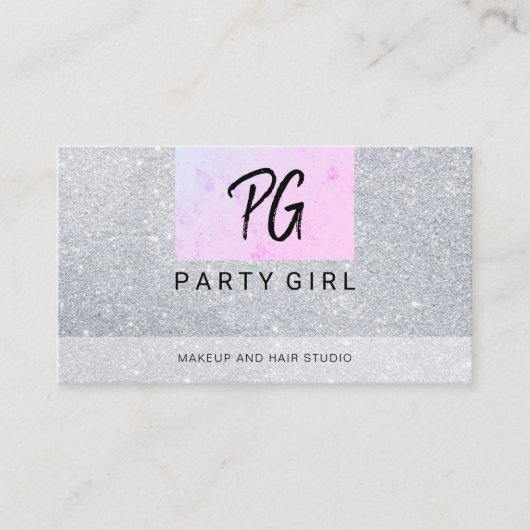 メイクアップとヘア/フェイクグリッター 名刺 (正面)