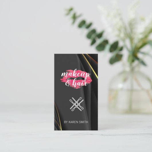 メイクアップとヘア | リップスティックキス 名刺 (スタンド正面)