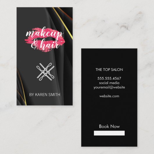 メイクアップとヘア | リップスティックキス 名刺 (正面/裏面)