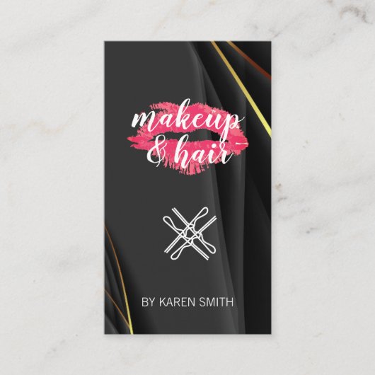 メイクアップとヘア | リップスティックキス 名刺 (正面)