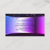 メイクアップとヘア |紫色のメタリックバナーメッシュ 予約カード (裏面)