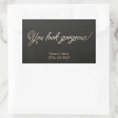 メイクアップと美容師金ゴールドのタイポグラフィ美しい 長方形シール (バッグ)