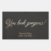 メイクアップと美容師金ゴールドのタイポグラフィ美しい 長方形シール (正面)