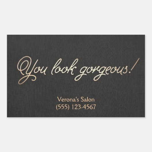 メイクアップと美容師金ゴールドのタイポグラフィ美しい 長方形シール (正面)