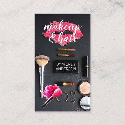 メイクアップと美容師 | サロンブラシ 名刺 (正面)