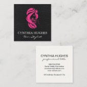 メイクアップと美容師 | レザー スクエア名刺 (正面/裏面)