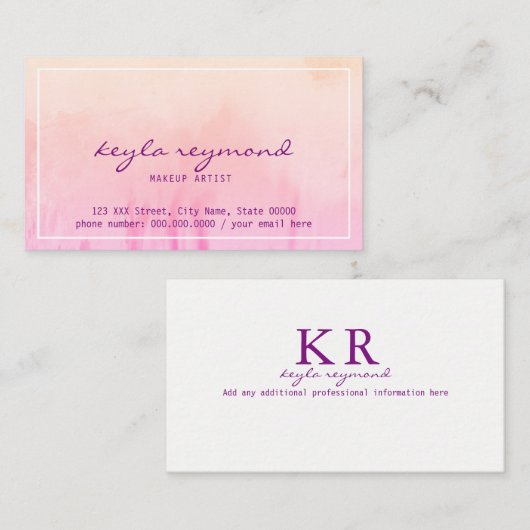 メイクアップのピンク色 名刺 (正面/裏面)
