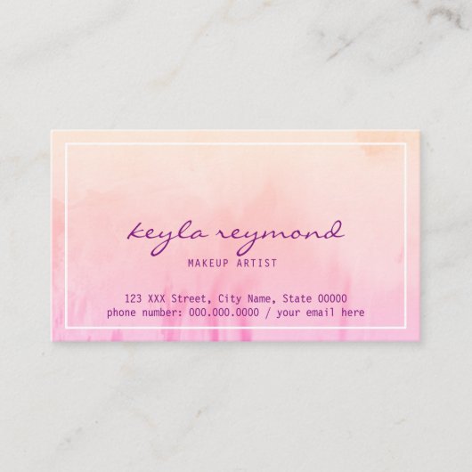 メイクアップのピンク色 名刺 (正面)