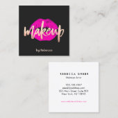 メイクアップはっきりしたアーティストバラ金ゴールドピンクリップキス スクエア名刺 (正面/裏面)