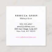 メイクアップはっきりしたアーティストバラ金ゴールドピンクリップキス スクエア名刺 (裏面)