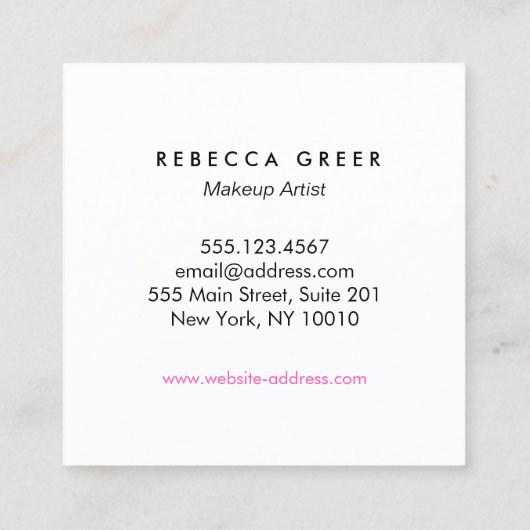 メイクアップはっきりしたアーティストバラ金ゴールドピンクリップキス スクエア名刺 (裏面)