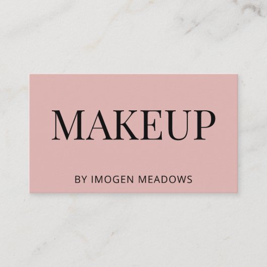 メイクアップはっきりしたタイポグラフィほこりっぽいピンクスタイリッシュ色 名刺 (正面)