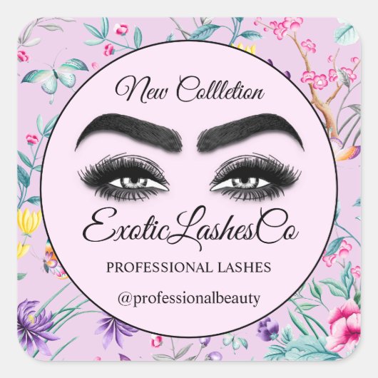 メイクアップまつげ包装クリーナーピンクありがとう スクエアシール (正面)