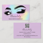 メイクアップまつげ眉QRコードロゴピンクパステル 名刺 (正面/裏面)