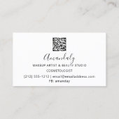 メイクアップまつげ眉QRコードロゴピンク滴 名刺 (裏面)