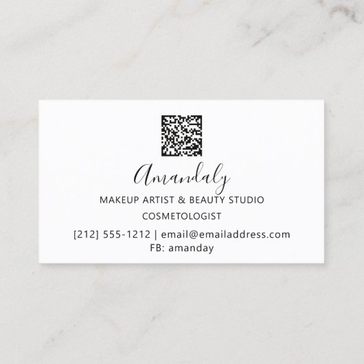 メイクアップまつげ眉QRコードロゴピンク滴 名刺 (裏面)