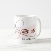 メイクアップまつげ美しいバラ金ゴールドラッシュラッシュマグカップ コーヒーマグカップ (正面右)