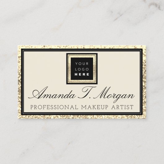 メイクアップまつ毛イベントプランナーロゴゴールデンフレーム 名刺 (正面)