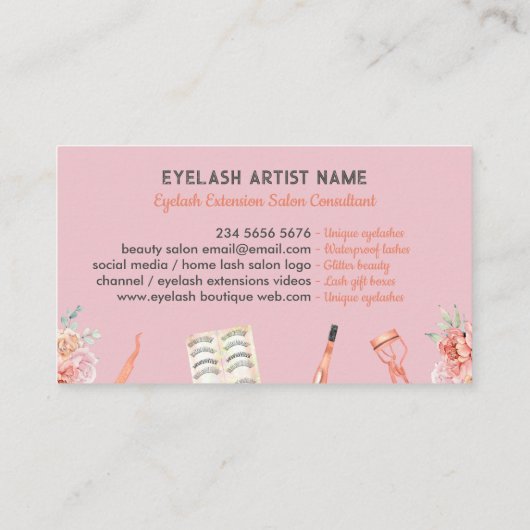 メイクアップまつ毛セラーピンクスタイルオレンジ 名刺 (裏面)