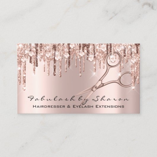 メイクアップまつ毛ヘアドライザーハサミバラ結晶 名刺 (正面)