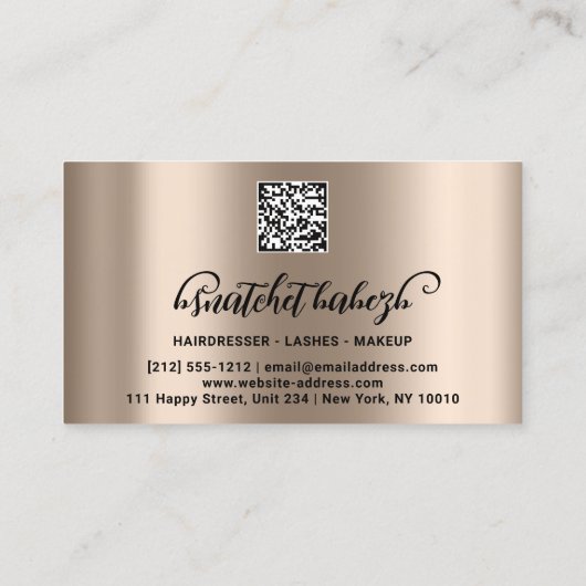 メイクアップまつ毛マイクロブラディングQRコードバラ 名刺 (裏面)