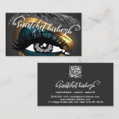 メイクアップまつ毛マイクロブラディングQRコード金ゴールド 名刺 (正面/裏面)