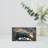 メイクアップまつ毛マイクロブラディングQRコード金ゴールド 名刺 (スタンド正面)