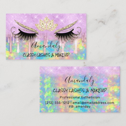 メイクアップまつ毛マイクロブレードが蓮パープルブシンをドリップ 名刺 (正面/裏面)