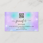 メイクアップまつ毛QRコードホログラフバイオレット 名刺 (裏面)