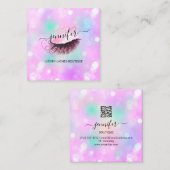メイクアップまつ毛QRコードロゴ美しいスタジオ スクエア名刺 (正面/裏面)