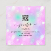 メイクアップまつ毛QRコードロゴ美しいスタジオ スクエア名刺 (裏面)