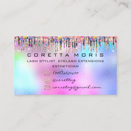メイクアップまばたきアポイントメントリマインダーホログラフィック 名刺 (裏面)