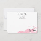 メイクアップまばたきピンクありがとうQrコード割引 サンキューカード (正面)