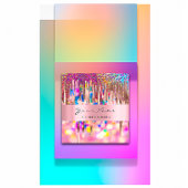 メイクアップまばたき爪、 ネイルピンクユニコーン自筆証筆画の滴 スクエア名刺