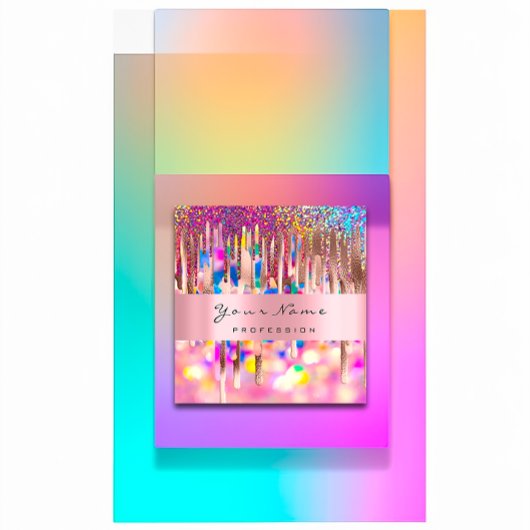 メイクアップまばたき爪、 ネイルピンクユニコーン自筆証筆画の滴 スクエア名刺