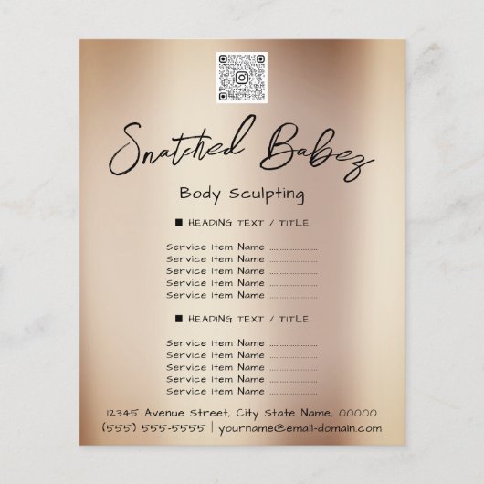 メイクアップまばたき美しいヘアサロンQRロゴモダン チラシ (正面)