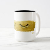 メイクアップまばたき美しいホワイトコーヒーマグ ツートーンマグカップ (正面右)