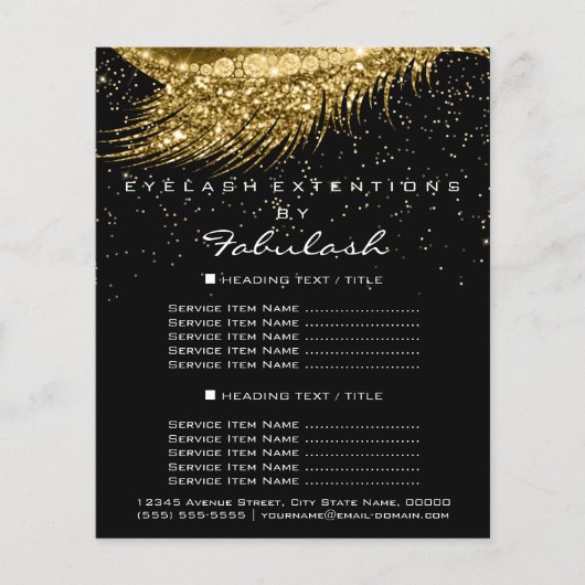 メイクアップまばたき金ゴールド紙吹雪フライヤー1ページ価格 チラシ (正面)