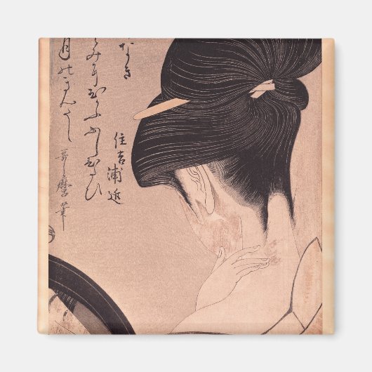 メイクアップをする女性 マグネット (正面)